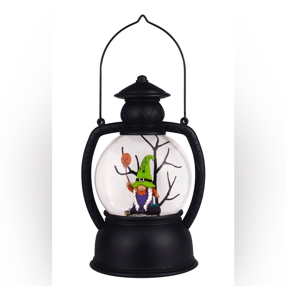 10.25” Witch and Tree Gnome Glitter Lantern